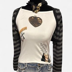 Striped Black Gothic Fairy Graphic Women's Top